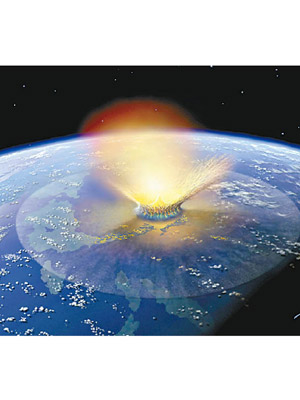 小行星2019 SU3被列入風險名單。圖為撞擊地球的構想圖。