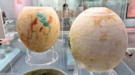 大英博物館珍藏的古代鴕鳥蛋。