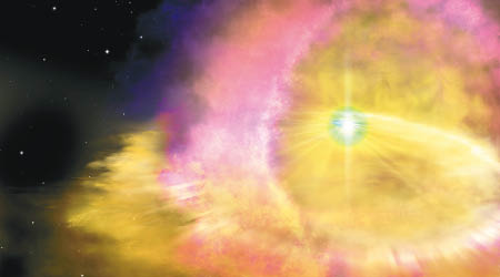 團隊觀測SN2016aps是歷來最光的超新星爆炸。（構想圖）
