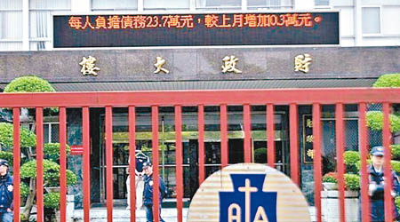 台灣的財政部公布六都公共債務數據。