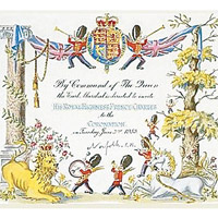 王室發給查理斯王子的觀禮邀請卡。