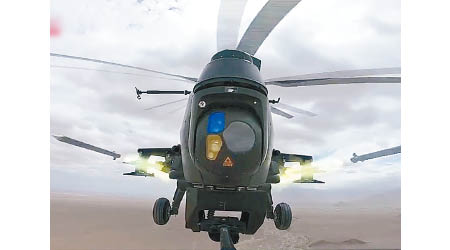 解放軍直升機展開實彈演練。