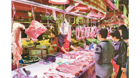 內地禁止進口德國豬肉。圖為內地零售豬肉攤檔。