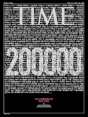 《時代》雜誌封面記錄美國半年來每日死於新冠病毒的人數。