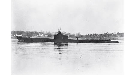 沉船相信是美軍潛艇格倫迪亞號（圖），沉船內發現布滿銹迹的變阻器。（美聯社黑白圖片）