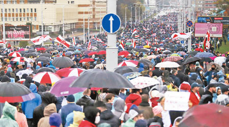 白羅斯反對派繼續號召民眾上街。（美聯社圖片）