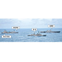 美日艦隻聯合行動：美日艦艇在南海進行海上補給及數據鏈演習。