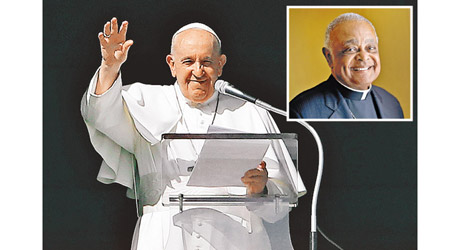 教宗（圖）宣布任命新樞機，包括格雷戈里（小圖）。（美聯社圖片）