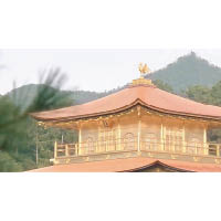 金閣寺完成整修，屋頂鳳凰（上圖）亦已更換。（電視畫面）