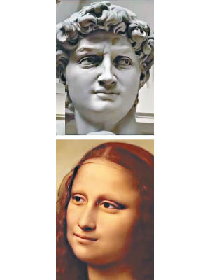 名畫《蒙娜麗莎》及大衞像被製成「活化」照片。