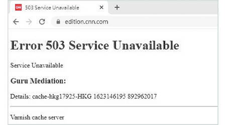 CNN網站無法顯示內容。