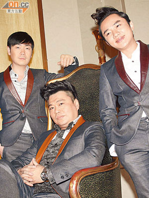 李思捷（左起）、阮兆祥和王祖藍組成的「福祿壽」跳出電視，希望觀眾睇到他們的努力。