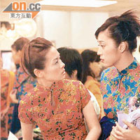 2000年，陳法蓉與李麗珍（左）合拍亞視劇集《美麗傳說》。