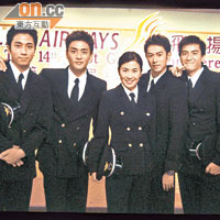 左起：吳卓羲、Bosco、葉璇、陳鍵鋒、馬國明，當年同獲力捧，演出《衝》劇。