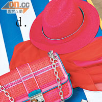 d. Hat　$8,600/e. Scarf　$8,600/f. Miss Dior bag　$28,000