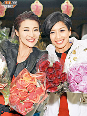 林夏薇（左）和黃智雯二人到旺角花墟一心想揀桃花，最後雖然搵唔到桃花，但仍收穫豐富。