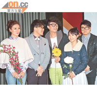 糖兄妹（右起）、韋雄（左二）、江若琳（左一）宣傳亞洲流行音樂節。