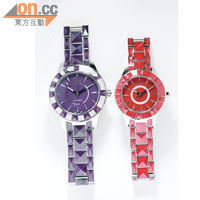 Christal鑽石陶瓷腕錶，今年推出紫色及紅色，十分搶眼。