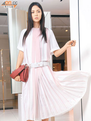 Pleated dress$26,670<BR>Shoes$6,970<BR>Belt$6,180<BR>Jade棗紅色菱格手袋$20,350