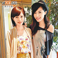 林泳淘（右）與陳潔玲昨日到電視城見高層傾合約。