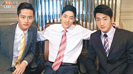 謝東閔（左起）、李晉強與蔡淇俊收工後常約埋食飯唱K。