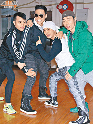 梁漢文（左起）、蘇永康、張衞健及許志安昨為下月的演唱會綵排。