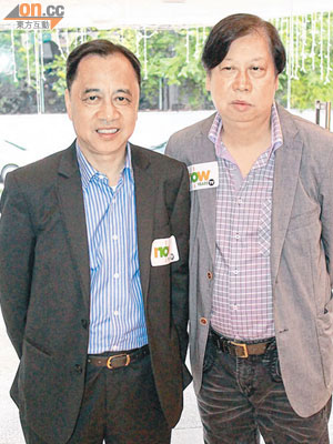 何麗全（左）和吳雨齊為nowTV節目錄影。