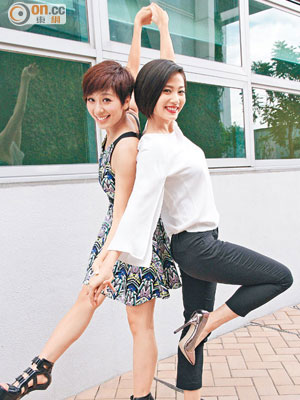 黃智雯（左）與朱晨麗同畢業於演藝學院的跳舞學科，一講起跳舞，話題就多不勝數。
