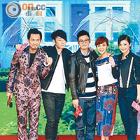 左起：鍾漢良、吳建豪、余文樂、陳意涵和楊子珊昨日出席電影發布會。