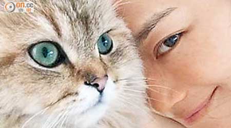 舒淇抱着愛貓冧爆合照。