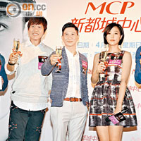 左起：林超賢、林嘉華、張家輝、思漩、吳彥祖為電影《魔警》宣傳。