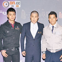 左起：謙仔、小瀋陽、郭富城及導演鄭保瑞拍新片吃了不少苦頭。