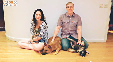 Ana上載與老公Brad及愛犬合照，宣布家中將有新成員。