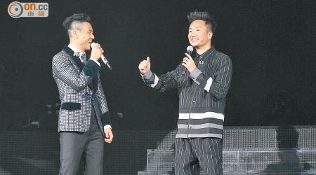 梁漢文（左）踢爆鄭中基明年開演唱會。