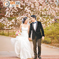 朱俊浩與羅之琦特別返美國拍婚紗照，於櫻花樹下留下浪漫回憶。
