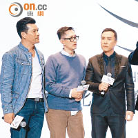 呂良偉（左起）、導演葉偉信及子丹均為《葉3》票房感驕傲。