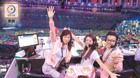 韓毓霞（左起）、麥明詩與陳恩能置身巴西里約做奧運開幕直播。