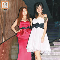 趙哲妤（右）已有七個月身孕，但Yumi體形更似孕婦。