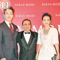 Rain（左起）、品牌創辦人Nirav Modi及章子怡同出席旗艦店開幕。