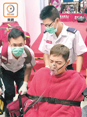 最終應昌佑頂唔順，要戴上氧氣罩送院治理。之後他自行出院及接受訪問。