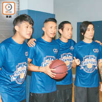 莫凱謙（左起）、張繼聰、Dash及MJ出席籃球活動。