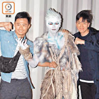 馬國明與飾演冰妖的許家傑（中）及楊潮凱（左）合作網劇。