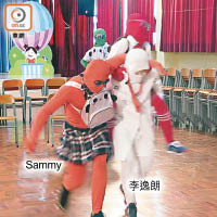 「沙律」由李逸朗孭住跑，被在旁的Sammy撞到跌落地。