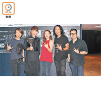 吳國敬（左起）、蘇煒喬、譚嘉荃、鄧建明及漢洋參與慈善音樂會。