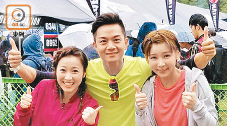 黃美棋（左起）、胡諾言和簡淑兒到日本參與越野競技比賽。