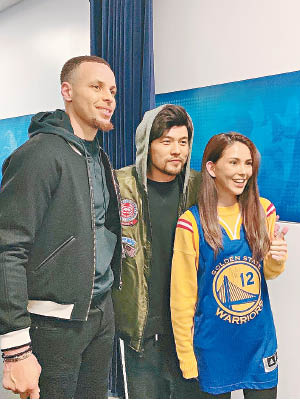 左起：NBA勇士球星史提芬居里（Stephen Curry）、周杰倫、昆凌