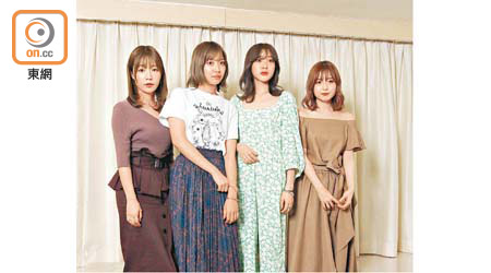 山內Aina（左起）、梅村妃奈子、吉田堇及黑坂優香子最想逛女人街。