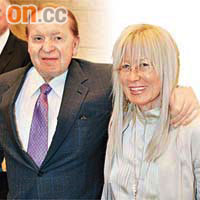金沙中國與民行前後腳上市，圖為金沙主席Sheldon G. Adelson伉儷。
