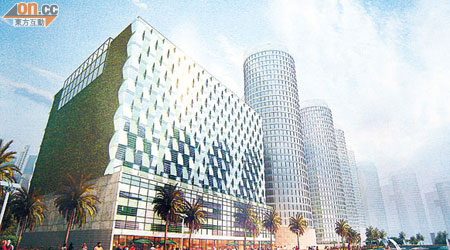 榮山工業大廈將改裝酒店，並設有登岸梯級供遊艇使用。（電腦構想圖）