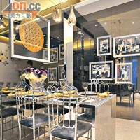 天晉飯廳以銀色餐桌椅配襯，營造出閃爍的效果。